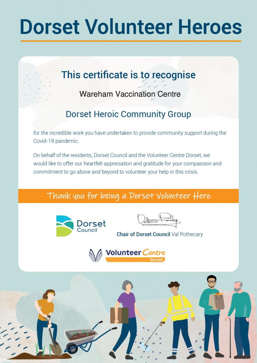 Dorset Volunteer Heroes Certificate